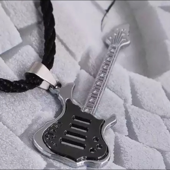 Stainless Steel Plating Rock Guitar Necklace Copper Titanium Stainless Steel - Picture 3 of 10
